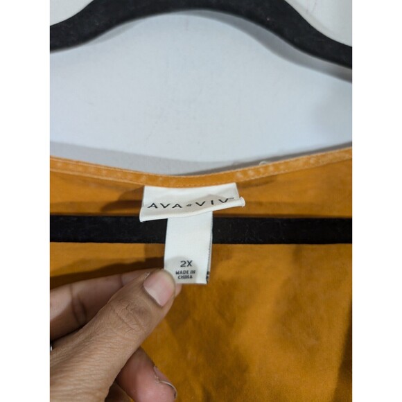 Ava & Viv Dress Women Plus 2X Copper 3/4 Balloon Sleeve Boho Peasant - Picture 6 of 7